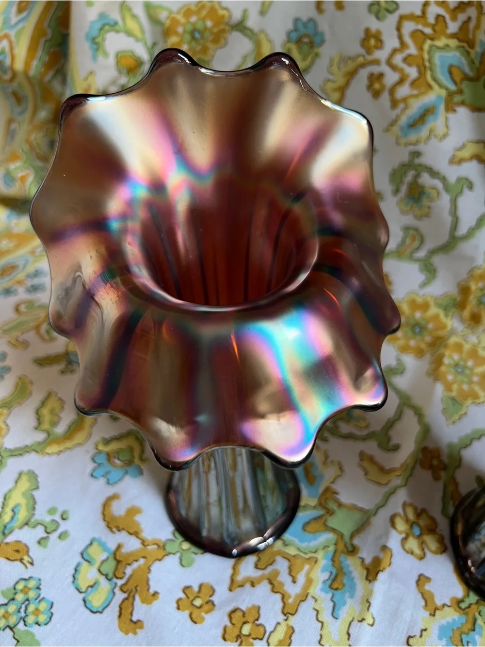 Antique Carnival Glass Jack in The Pulpit Vases - Pair